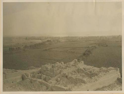 Structure foundation, with fields in background