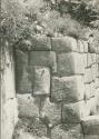 Detail of masonry at corner of stone wall at Ollantaytambo