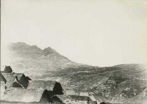 Terraces with roofs in foreground