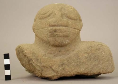 Stone head and torso of human figure