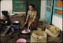 Preparing kue for temple offerings