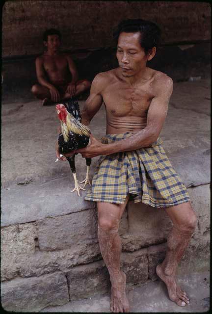 Portrait of a man with a rooster