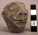 Ceramic figurine, moulded, incised, punctate zoomorphic head, monkey?