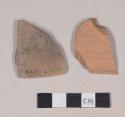 Coarse red bodied earthenware rim sherds, unslipped