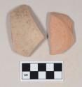 Red bodied earthenware base sherds, unslipped, wheel thrown