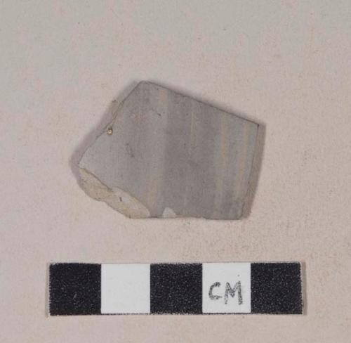 Gray bodied earthenware body sherd, unslipped, wheel thrown