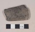 Coarse gray bodied earthenware rim sherd, with gray slip