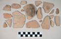 Red bodied earthenware body sherds, unslipped; four sherds crossmend