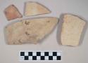 Coarse red bodied earthenware body sherds, with buff slip