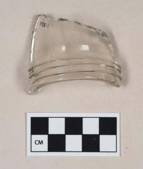 Colorless bottle glass rim fragment, with external threaded finish