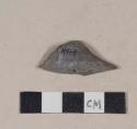 Smoked pipe bowl fragment, stamped with "TD" cartouche