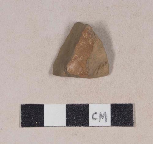 Undecorated, lead glazed redware base sherd