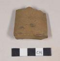 Buff-bodied, brown salt glazed stoneware base sherd; crossmends with 987-22-10/109938