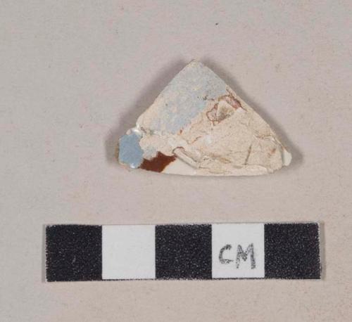 Blue and brown annular banded factory decorated slipware pearlware body sherd, with possible handle attachment