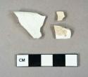 Ceramic, earthenware, whiteware, 2 body sherds, 1 rim sherd