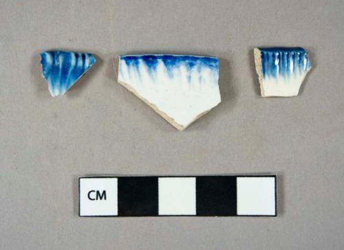 Ceramic, earthenware, pearlware, edge decorated rim sherds