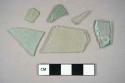 Glass, flat, 8 aqua, 2 clear, and 2 clear opaque fragments