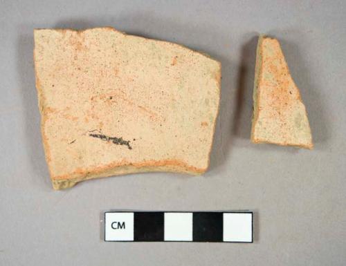 Ceramic, redware, roof tile fragments