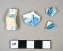 Ceramic, earthenware, blue and white transfer print - 3 patterns