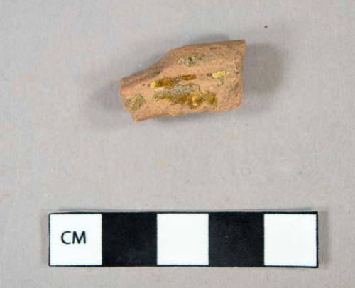 Ceramic, earthenware, lead glazed redware rim sherd