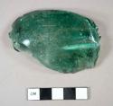 Glass, mold-blown aqua bottle fragment