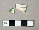 Ceramic, refined earthenware, polychrome painted and green shell-edged pearlware body sherds