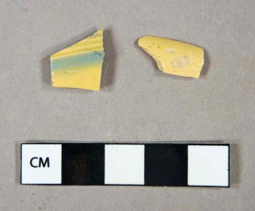 Ceramic, refined earthenware, blue banded yellowware body sherds