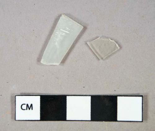 Glass, flat, opaque clear fragments