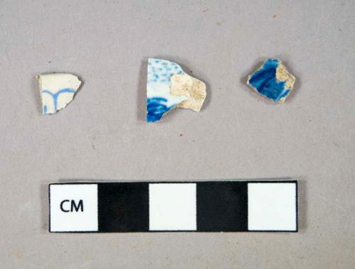 Ceramic, refined earthenware, blue and white transfer printed sherds