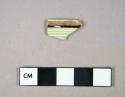 Ceramic, refined earthenware, annularware, green/brown/white, rim sherd