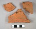 Ceramic, redware, roof tile fragments