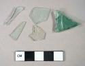 Glass, aqua bottle fragments, aqua flat glass fragments