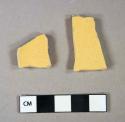 Ceramic, refined earthenware, yellowware body sherds