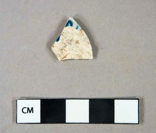 Ceramic, refined earthenware, blue transfer-print pearlware body sherd