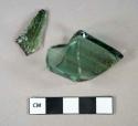 Glass, green bottle fragments including 1 neck fragment