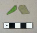 Glass, green flat fragments