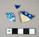 Ceramic, refined earthenware, transfer print blue pearlware body and rim sherds