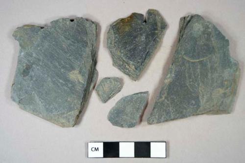 Slate fragments, possible roofing tile