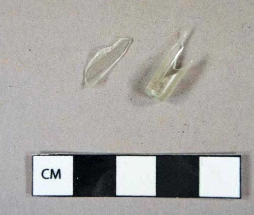 Glass, colorless tube fragments
