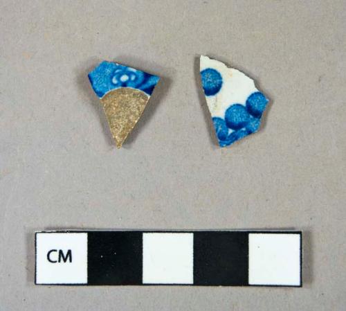 Ceramic, refined earthenware, blue transfer print pearlware body sherds