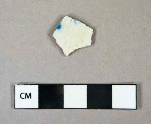 Ceramic, refined earthenware, blue painted pearlware body sherd