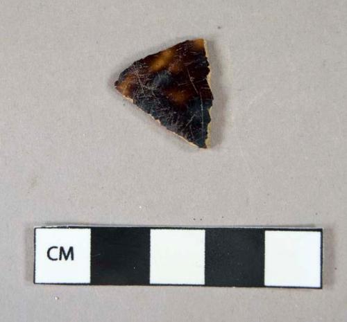 Ceramic, refined earthenware, rockingham glazed body sherd