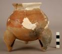 Small polychrome pottery tripod jar