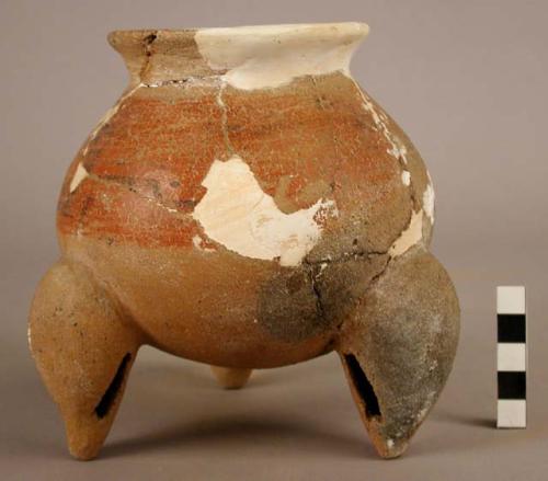 Small polychrome pottery tripod jar