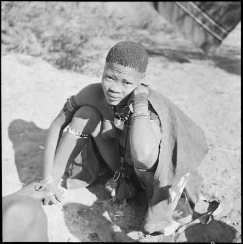 Girl sitting, view from above