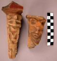 2 hollow pottery effigy legs