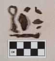 Ferrous metal fragments, 1 nail fragment, 1 twisted wire fragment