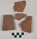 Red ceramic roof tile fragments, 1 wth nail hole