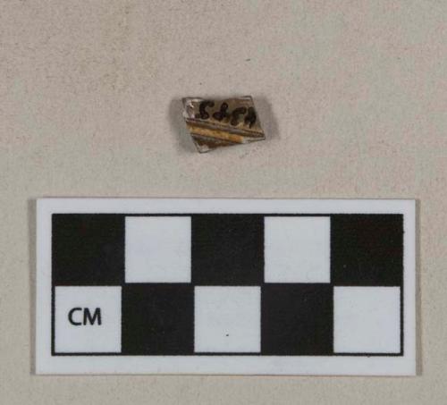 Lustrous brown salt glazed stoneware vessel body fragment, brown paste, likely nottingham type