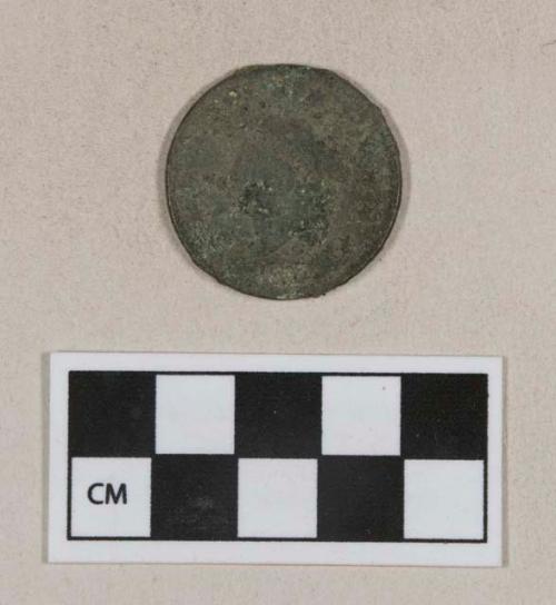 Intact cuprous metal US one cent coin, heavily corroded, dated 1831